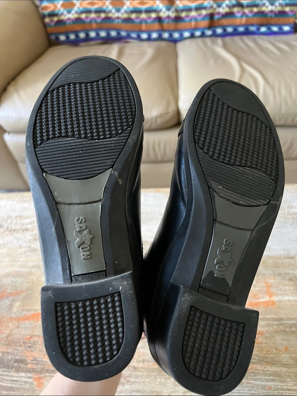 Saxon Kids Black Leather Zip-Top Riding Boots